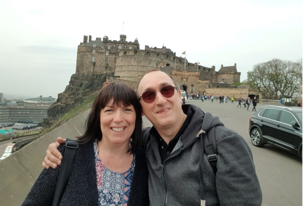 Selfie with Edinburgh Castle as a backdrop.
