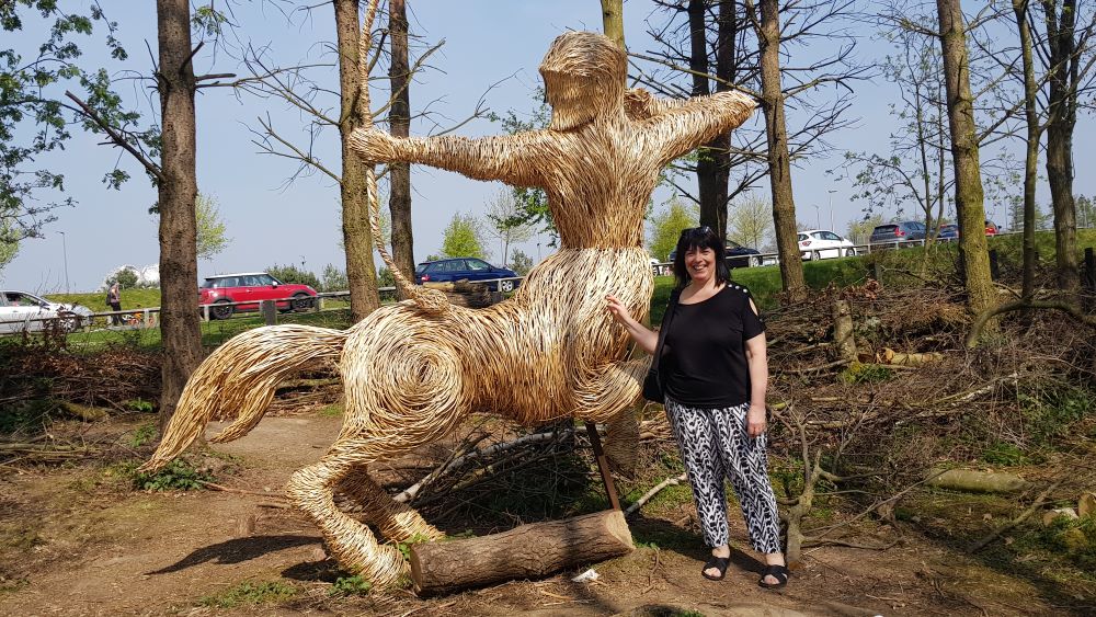 Sculpture made of sticks near the Kelpies in Falkirk, Scotland.