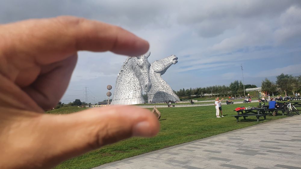 Miniature view of the Kelpies sculptures, showcasing intricate details.