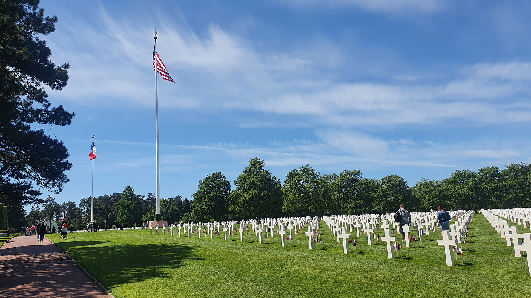 Normandy American Cemetery with perfectly aligned crosses