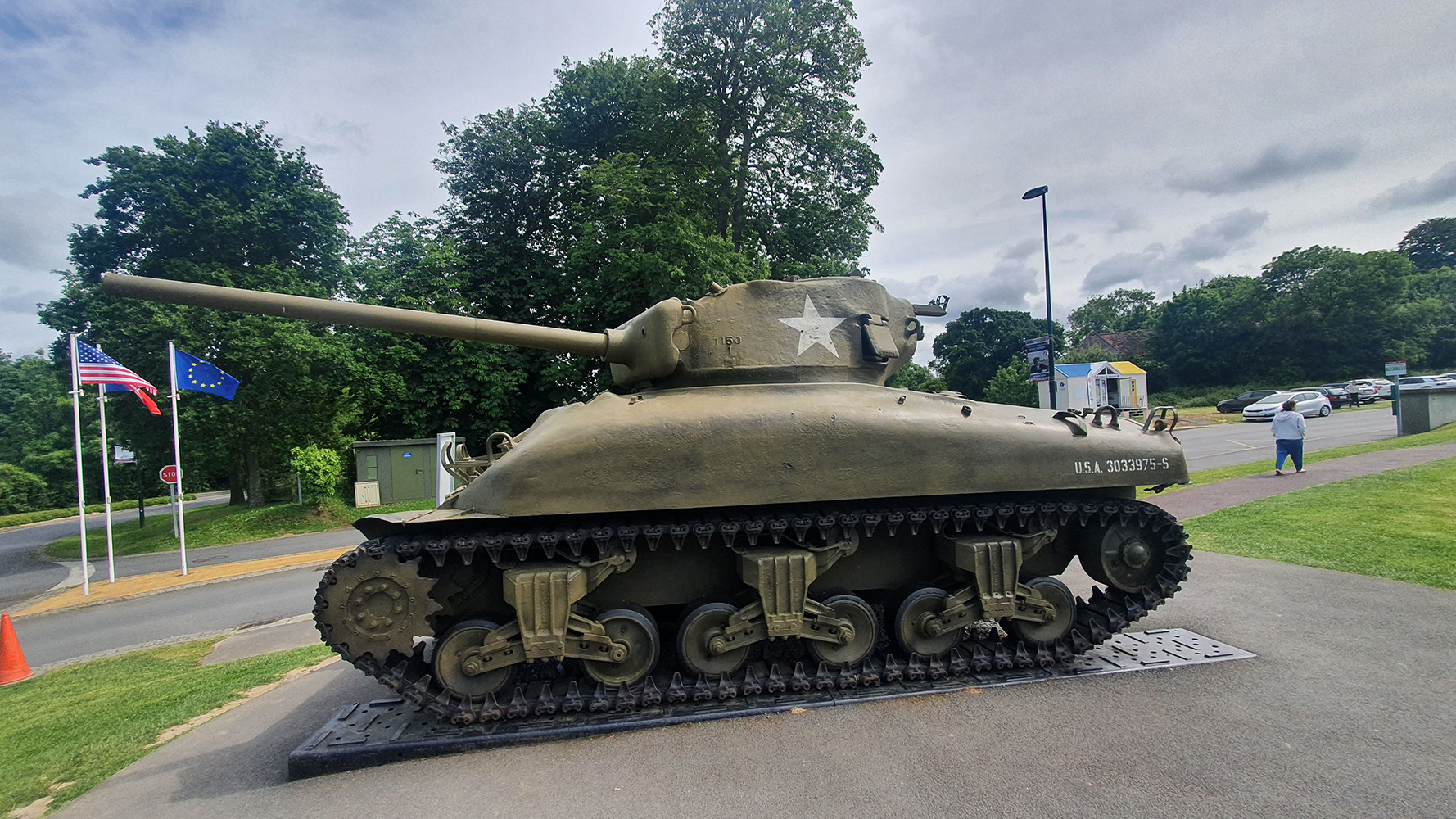 A powerful tank displayed at the Overlord Museum, symbolizing the might and valor of Allied forces during World War II.