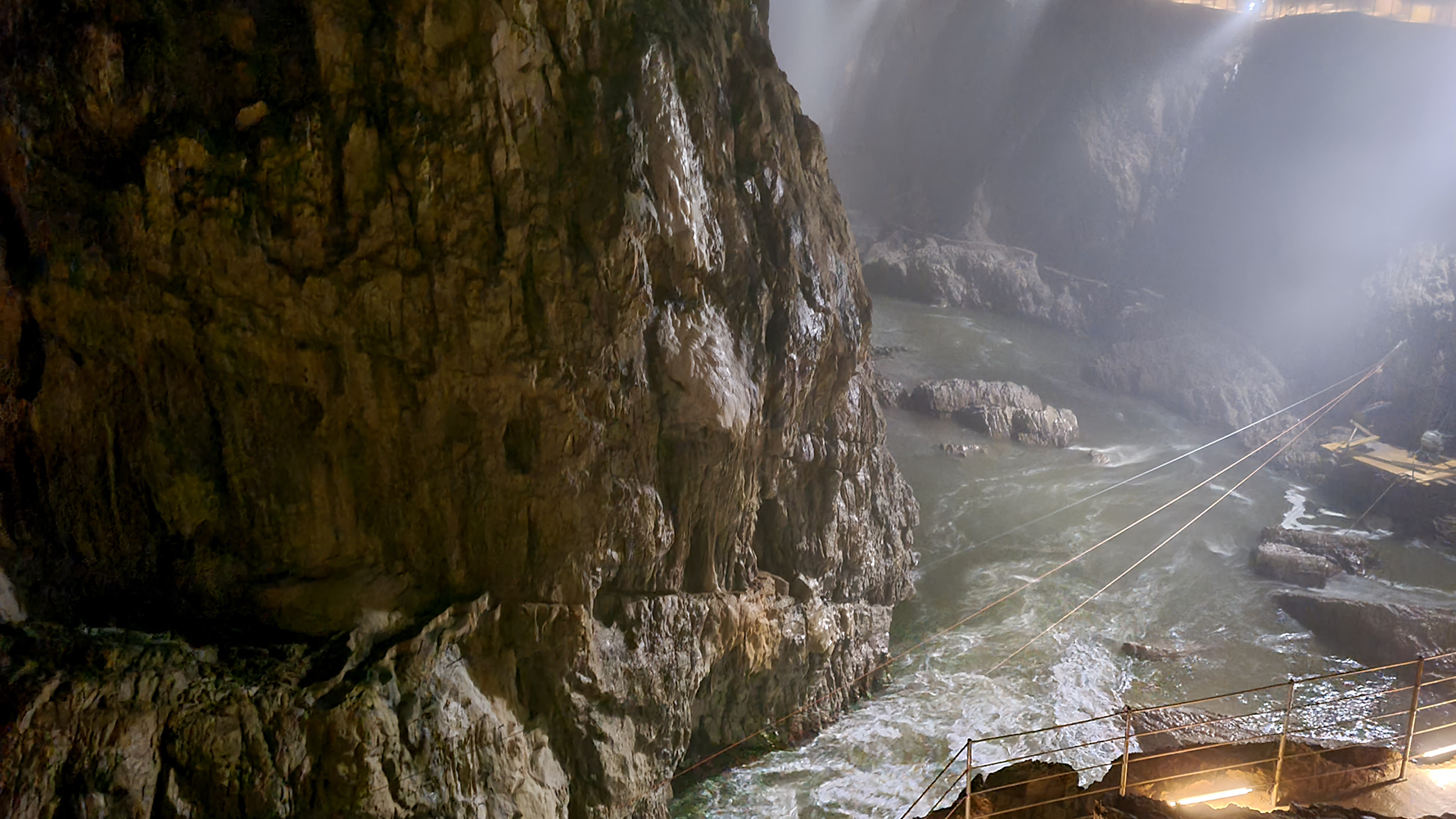 Discover the mesmerizing interior of Skocjan Caves, where underground rivers carve through cavernous chambers, creating a breathtaking natural spectacle deep beneath the surface.